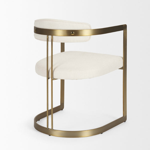Mercana Hollyfield II Dining Chair – Luxurious Upholstered Seat with Striking Gold Iron Frame for Modern Spaces Cream Fabric | Gold Metal 69451