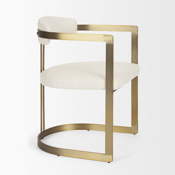 Mercana Hollyfield II Dining Chair – Luxurious Upholstered Seat with Striking Gold Iron Frame for Modern Spaces Cream Fabric | Gold Metal 69451