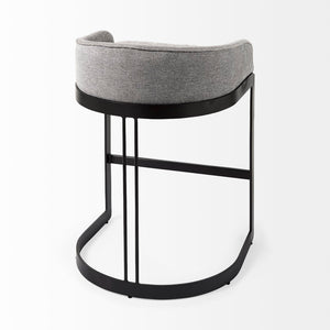 Mercana Hollyfield II Counter Stool - Chic Low-Back Design with Luxe Metallic Accents for Modern Spaces Gray Fabric | Gray Metal | Counter 69455