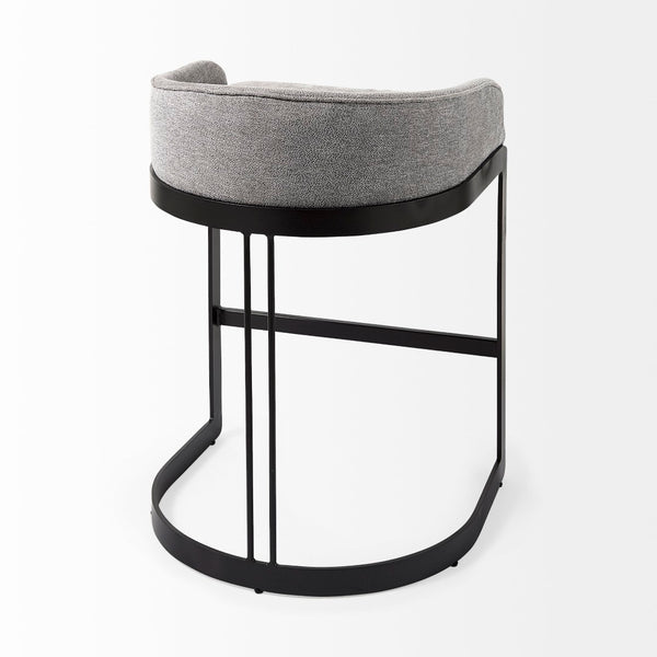Mercana Hollyfield II Counter Stool - Chic Low-Back Design with Luxe Metallic Accents for Modern Spaces Gray Fabric | Gray Metal | Counter 69455