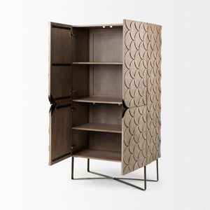 Mercana Excelsior Storage Cabinet: Art Deco Glamour with Solid Mango Wood and Chic Iron Base for Modern Homes 68476