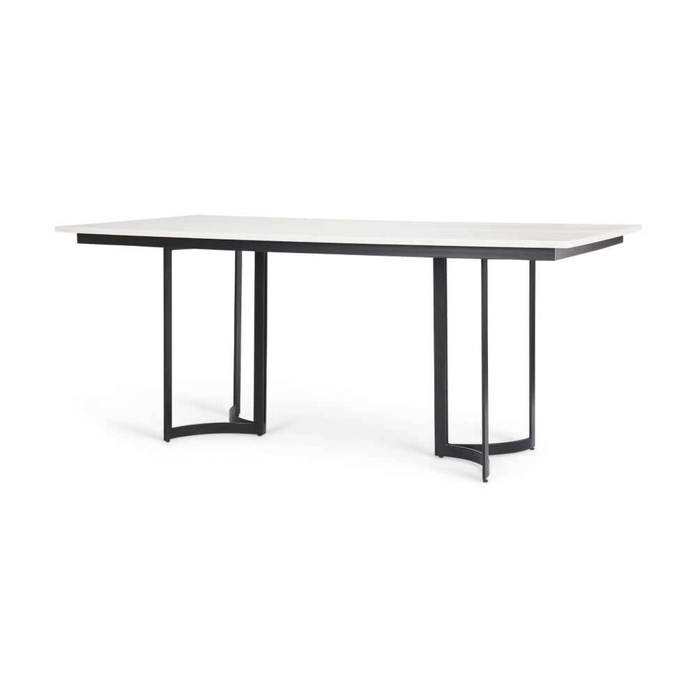 Mercana Tanner Dining Table - Luxurious White Marble with Industrial Metal Base for Sophisticated Spaces 68848-AB