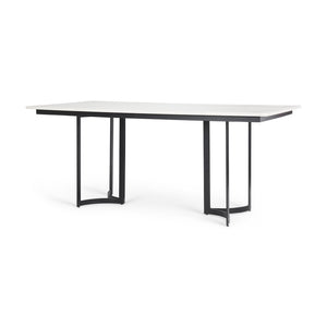 Mercana Tanner Dining Table - Luxurious White Marble with Industrial Metal Base for Sophisticated Spaces 68848-AB