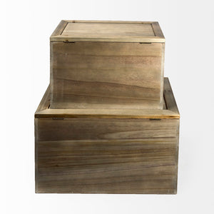 Mercana Sonny Rectangular Storage Boxes in Mango Wood and Wicker with Metal Accents for Stylish Organization 69529
