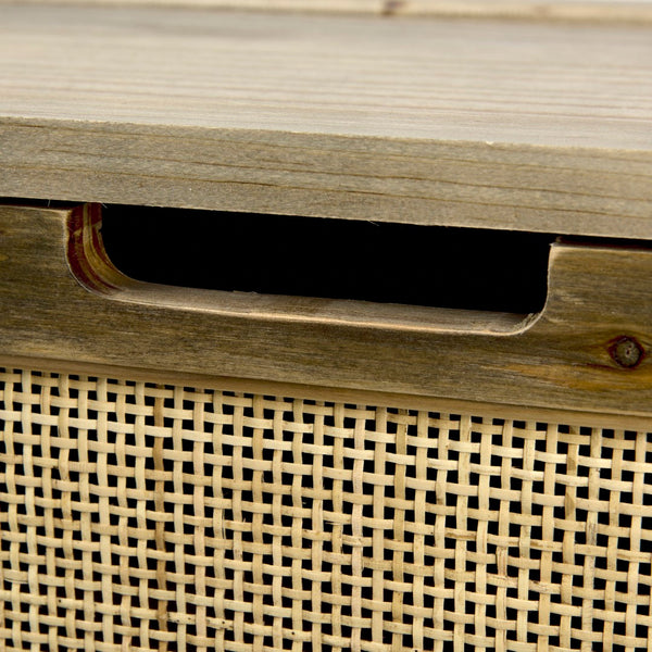 Mercana Sonny Rectangular Storage Boxes in Mango Wood and Wicker with Metal Accents for Stylish Organization 69529