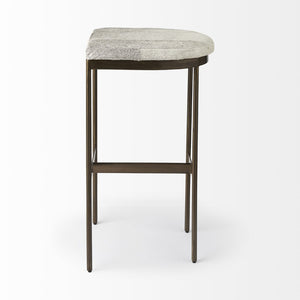 Mercana Millie Elegant Hair-On-Hide Seat Counter Stool with Stylish Gold Frame for Modern Farmhouse Charm Gray Hair-On-Hide | Gold Metal | Bar 69385