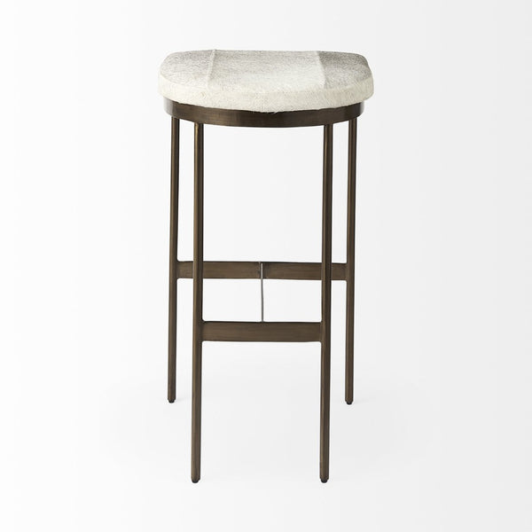Mercana Millie Elegant Hair-On-Hide Seat Counter Stool with Stylish Gold Frame for Modern Farmhouse Charm Gray Hair-On-Hide | Gold Metal | Bar 69385