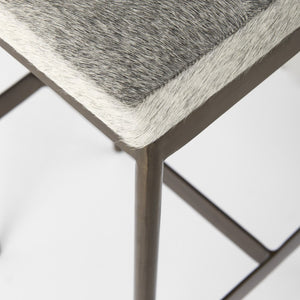 Mercana Millie Elegant Hair-On-Hide Seat Counter Stool with Stylish Gold Frame for Modern Farmhouse Charm Gray Hair-On-Hide | Gold Metal | Bar 69385
