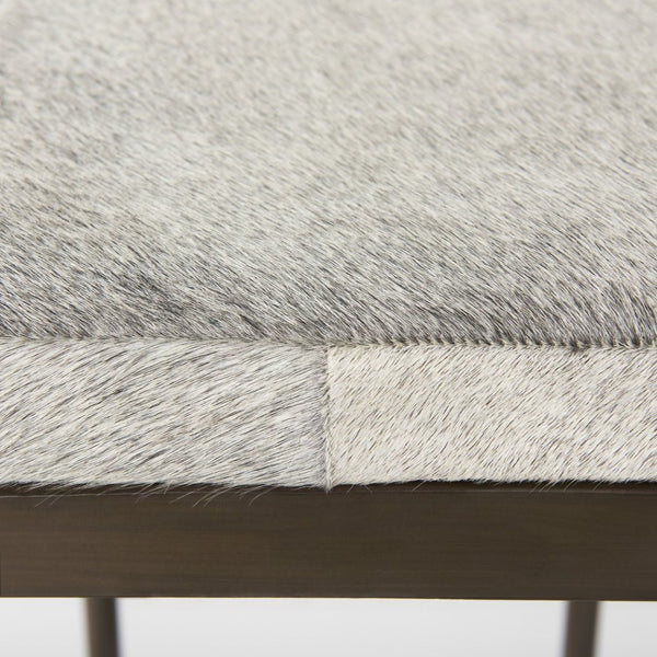 Mercana Millie Elegant Hair-On-Hide Seat Counter Stool with Stylish Gold Frame for Modern Farmhouse Charm Gray Hair-On-Hide | Gold Metal | Bar 69385