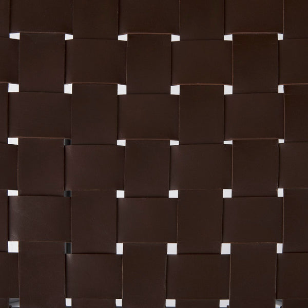 Mercana Clarissa Dark Brown Woven Leather Counter Stool with Sturdy Black Iron Frame for Modern Spaces Brown Leather | Black Metal | Counter 69393