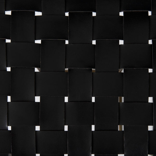 Mercana Clarissa Dark Brown Woven Leather Counter Stool with Sturdy Black Iron Frame for Modern Spaces Black Leather | Gold Metal | Bar 69394