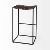 Mercana Clarissa 18.0l X 16.0w X 30.25h Dark Brown Woven Leather Seat W/ Black Metal Frame Bar Stool Brown Leather | Black Metal | Bar Metal 69395