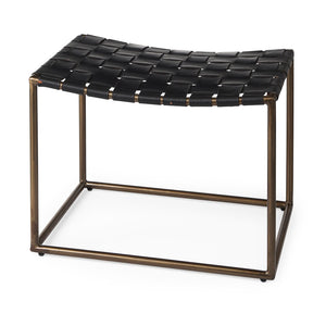 Mercana Clarissa Woven-Leather Stool with Sturdy Iron Frame for Stylish Accent Seating in Any Space 69396