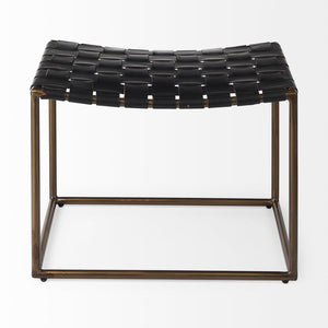 Mercana Clarissa Woven-Leather Stool with Sturdy Iron Frame for Stylish Accent Seating in Any Space 69396