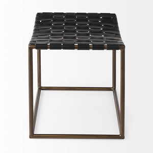 Mercana Clarissa Woven-Leather Stool with Sturdy Iron Frame for Stylish Accent Seating in Any Space 69396