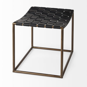 Mercana Clarissa Woven-Leather Stool with Sturdy Iron Frame for Stylish Accent Seating in Any Space 69396
