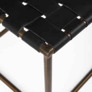 Mercana Clarissa Woven-Leather Stool with Sturdy Iron Frame for Stylish Accent Seating in Any Space 69396