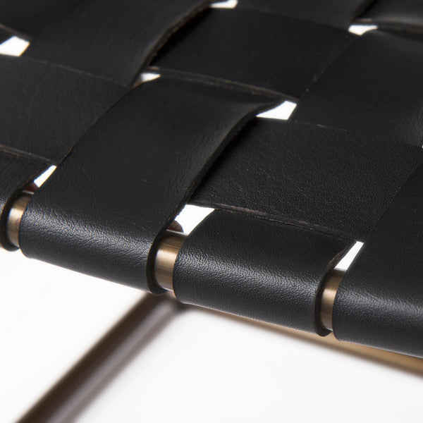 Mercana Clarissa Woven-Leather Stool with Sturdy Iron Frame for Stylish Accent Seating in Any Space 69396