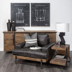 Mercana Maddox Modern Side Table with U-Shaped Design - Stylish, Versatile Accent for Any Space Brown Wood | Black Metal | U-shaped 67841