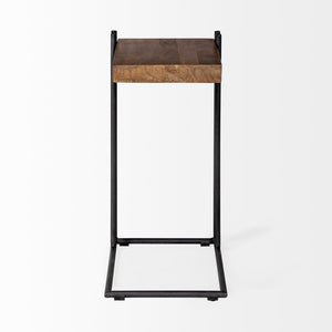 Mercana Maddox Modern Side Table with U-Shaped Design - Stylish, Versatile Accent for Any Space Brown Wood | Black Metal | C-shaped 67842