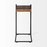 Mercana Maddox 16L x 13.5W x 27H Medium Brown Wood w/ Black Metal C-shaped End/Side Table 67842