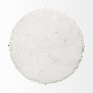 Mercana Reinhold Round Live-Edge Marble Top Side Table with Antique Gold Base for Luxe Home Décor Elegance Marble Top | Gold Metal 68233-AB