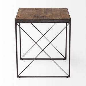 Mercana Trestman 24" Square Top Rustic Farmhouse End Table with Industrial Cross Braced Design for Versatility 68471