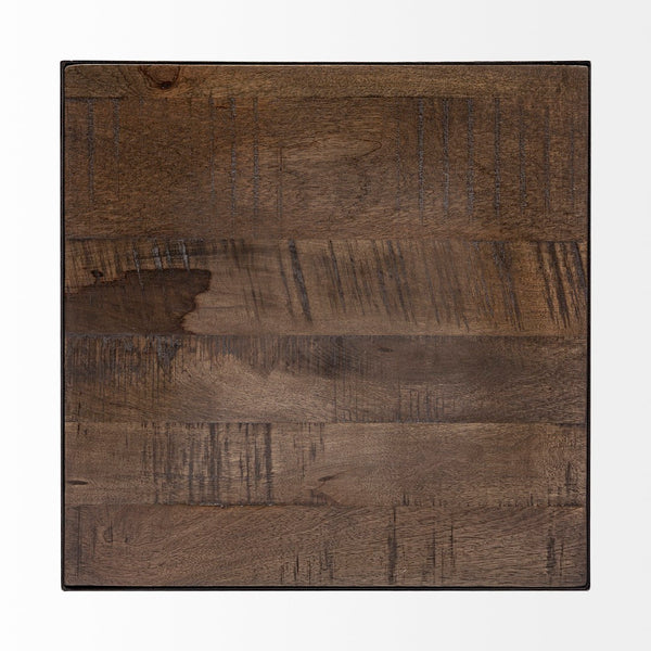 Mercana Trestman 24" Square Top Rustic Farmhouse End Table with Industrial Cross Braced Design for Versatility 68471