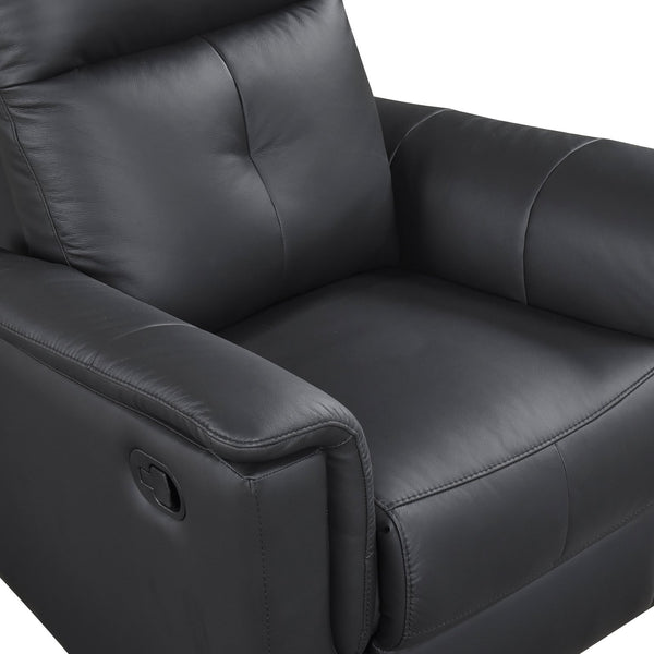 English Elm Black Swivel Glider Recliner Chair in Top Grain Leather Match, Plush Padded, 360° Swivel & Manual Recline B011P329274