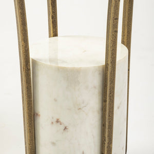 Mercana Jacinta 21" Round Pedestal End Table – Luxe Art Deco Style with Sculptural Iron Frame & Clear Top 69053-AB