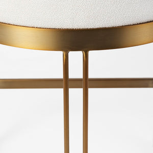 Mercana Hollyfield II Counter Stool - Chic Low-Back Design with Luxe Metallic Accents for Modern Spaces Cream Fabric | Gold Metal | Counter 69452