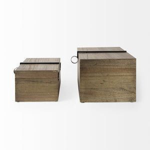 Mercana Josh Rustic Wood Storage Boxes with Metal Accents for Stylish Home Organization and Decor Use 69526