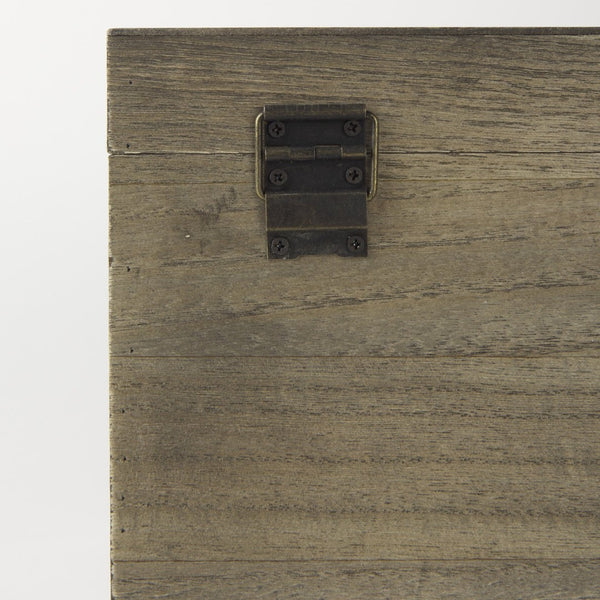 Mercana Josh Rustic Wood Storage Boxes with Metal Accents for Stylish Home Organization and Decor Use 69526