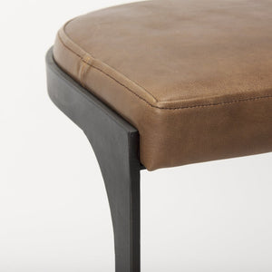Mercana Tyson Counter Stool - Stylish Backless Leather Seat with Gun Metal Frame for Modern Interiors Brown Leather | Black Metal | Counter 69267