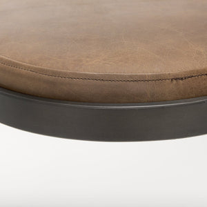 Mercana Tyson Counter Stool - Stylish Backless Leather Seat with Gun Metal Frame for Modern Interiors Brown Leather | Black Metal | Counter 69267