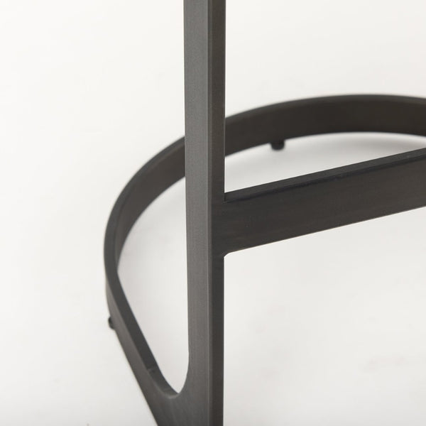 Mercana Tyson Counter Stool - Stylish Backless Leather Seat with Gun Metal Frame for Modern Interiors Brown Leather | Black Metal | Counter 69267