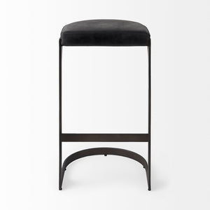 Mercana Tyson Counter Stool - Stylish Backless Leather Seat with Gun Metal Frame for Modern Interiors Black Leather | Black Metal | Bar 69271