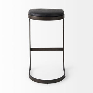 Mercana Tyson Counter Stool - Stylish Backless Leather Seat with Gun Metal Frame for Modern Interiors Black Leather | Black Metal | Bar 69271