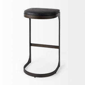Mercana Tyson Counter Stool - Stylish Backless Leather Seat with Gun Metal Frame for Modern Interiors Black Leather | Black Metal | Bar 69271