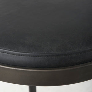 Mercana Tyson Counter Stool - Stylish Backless Leather Seat with Gun Metal Frame for Modern Interiors Black Leather | Black Metal | Bar 69271