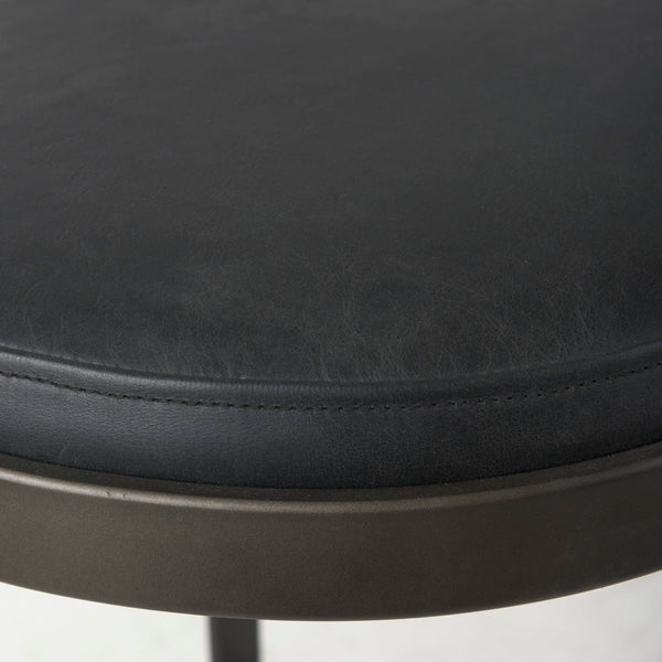 Mercana Tyson Counter Stool - Stylish Backless Leather Seat with Gun Metal Frame for Modern Interiors Black Leather | Black Metal | Bar 69271