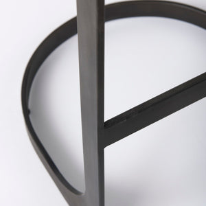 Mercana Tyson Counter Stool - Stylish Backless Leather Seat with Gun Metal Frame for Modern Interiors Black Leather | Black Metal | Bar 69271