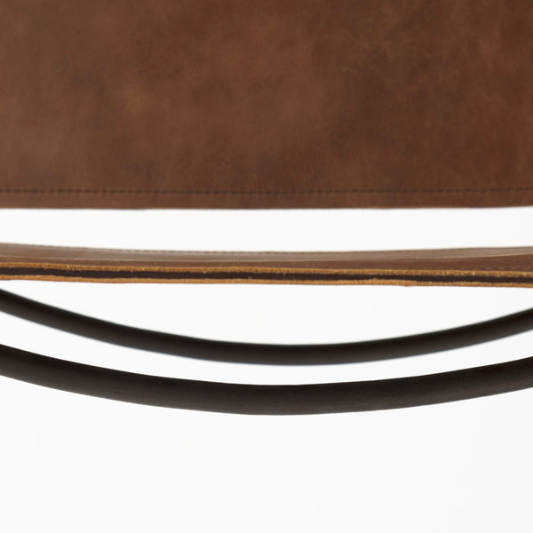 Mercana Berbick Industrial Counter Stool with Full-Back Support and Sturdy Iron Frame for Modern Spaces Brown Leather | Gray Metal | Counter 69277