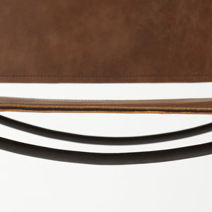 Mercana Berbick Industrial Counter Stool with Full-Back Support and Sturdy Iron Frame for Modern Spaces Brown Leather | Gray Metal | Bar 69280