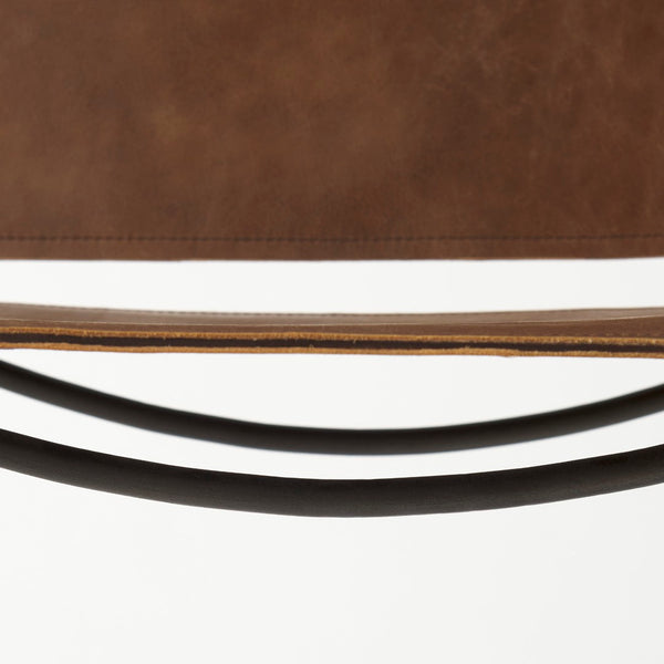 Mercana Berbick Industrial Counter Stool with Full-Back Support and Sturdy Iron Frame for Modern Spaces Brown Leather | Gray Metal | Bar 69280