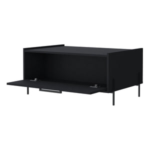 English Elm Glendale Modern Coffee Table with Flip-Down Door and Open Shelf, Scratch-Resistant Melamine Storage Black 33.5 L x 23.6 W x 2.8 H B128P244986