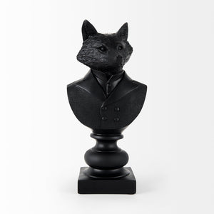Mercana Murray Stylish White Resin Fox Bust - Charming Woodland Accent for Modern Home Décor Display Black Resin | 13H 69287