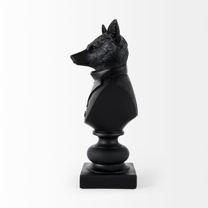 Mercana Murray Stylish White Resin Fox Bust - Charming Woodland Accent for Modern Home Décor Display Black Resin | 13H 69287