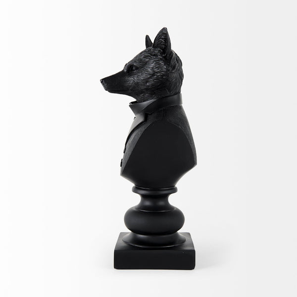 Mercana Murray Stylish White Resin Fox Bust - Charming Woodland Accent for Modern Home Décor Display Black Resin | 13H 69287