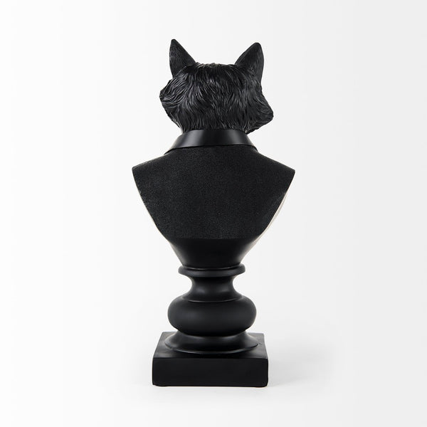Mercana Murray Stylish White Resin Fox Bust - Charming Woodland Accent for Modern Home Décor Display Black Resin | 13H 69287
